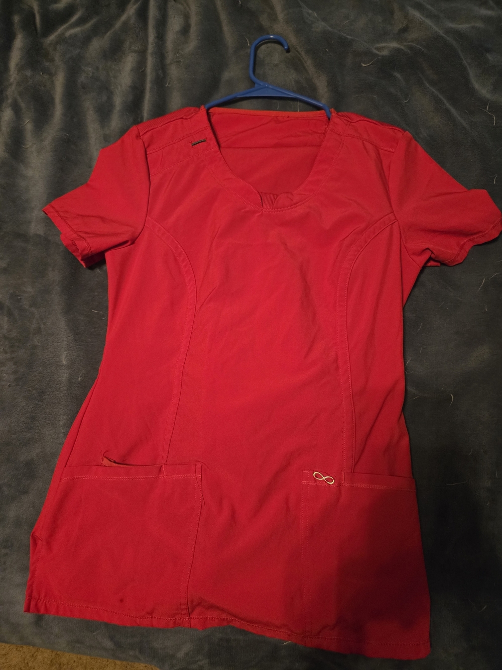 Women’s Red V-Neck Medical Scrub Set
